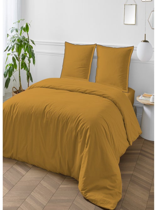 Juego de cama de algodón liso con acabado bourdon - Kiabi Juego de cama de algodón liso con acabado bourdon - Kiabi