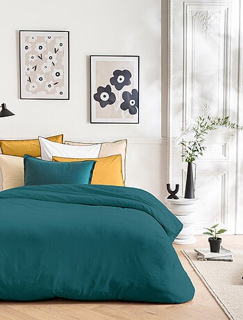 Juego de cama de algodón liso con acabado bourdon