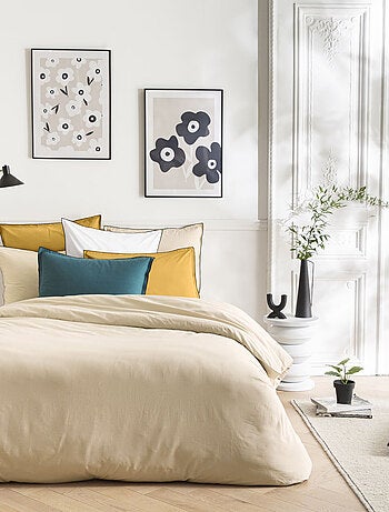 Juego de cama de algodón liso con acabado bourdon
