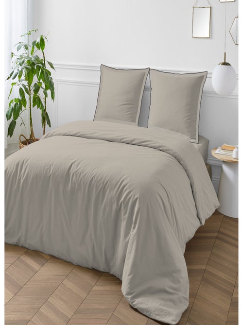 Juego de cama de algodón liso con acabado bourdon - Kiabi Juego de cama de algodón liso con acabado bourdon - Kiabi