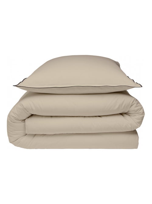 Juego de cama de algodón liso con acabado bourdon - Kiabi Juego de cama de algodón liso con acabado bourdon - Kiabi