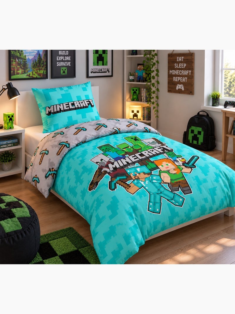 Juego de cama de algodón minecraft aymax Azul - Kiabi