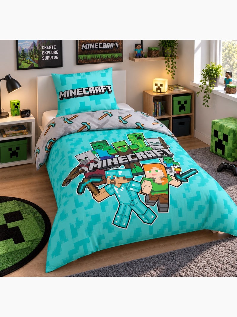 Juego de cama de algodón minecraft aymax Azul - Kiabi