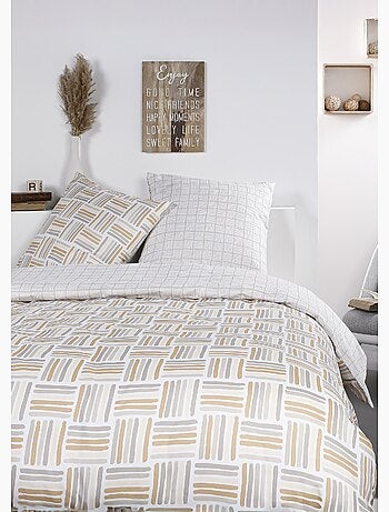 Juego de cama de algodón puro, 240 x 220 cm, Cuadrados - AFIBEL