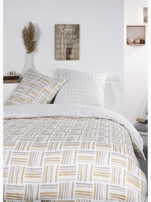 Juego de cama de algodón puro, 240 x 220 cm, Cuadrados - AFIBEL - Kiabi