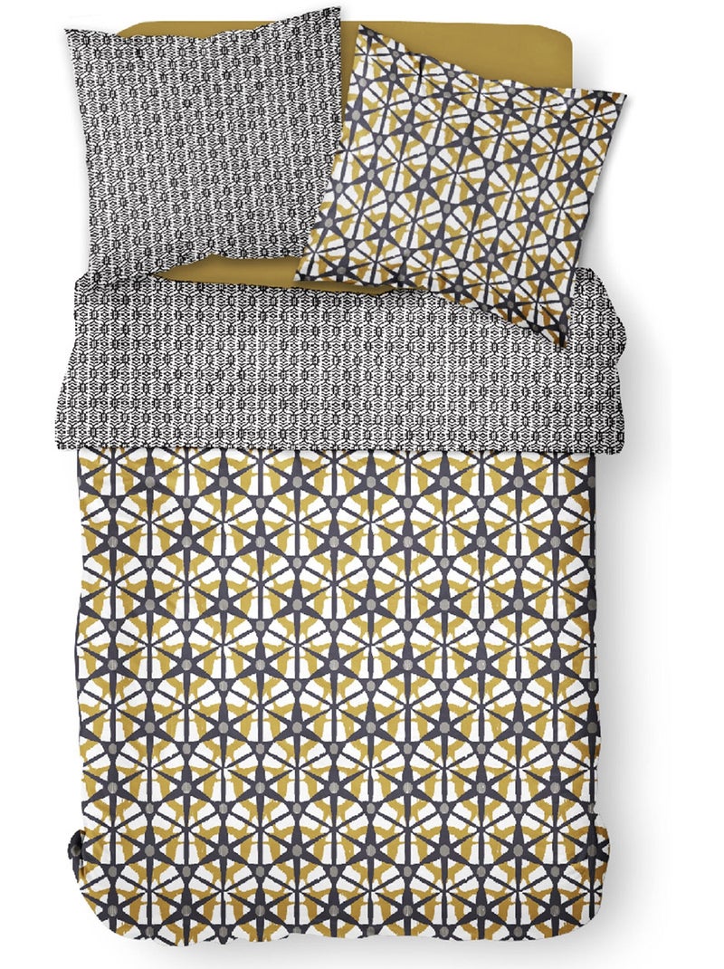 Juego de cama de algodón puro, 240 x 220 cm, Hexágono - AFIBEL Gris marrón - Kiabi