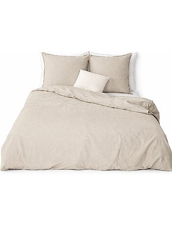 Juego de cama de algodón y lino lavado liso