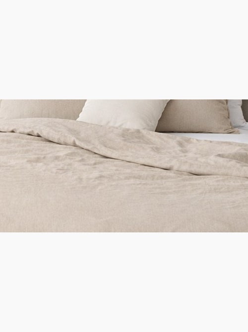 Juego de cama de algodón y lino lavado liso - Kiabi Juego de cama de algodón y lino lavado liso - Kiabi