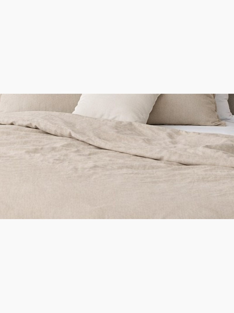 Juego de cama de algodón y lino lavado liso Beige - Kiabi