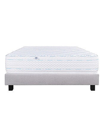 Juego de cama de espuma viscoelástica de 24 cm + somier de láminas gris