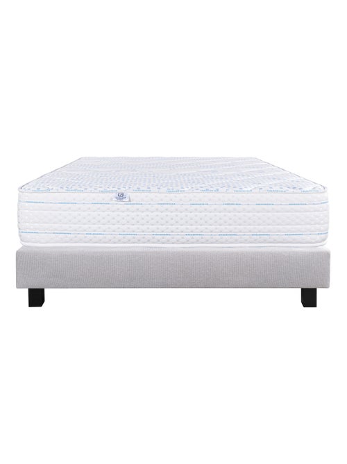 Juego de cama de espuma viscoelástica de 24 cm + somier de láminas gris - Kiabi Juego de cama de espuma viscoelástica de 24 cm + somier de láminas gris - Kiabi