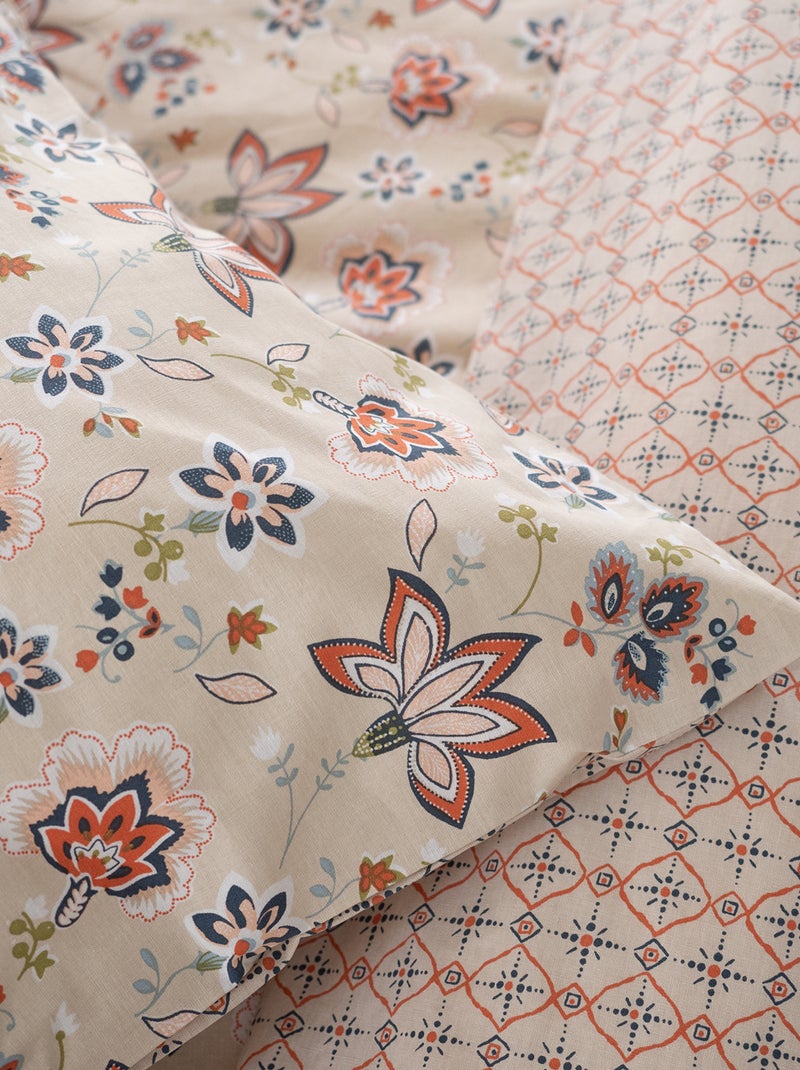 Juego de cama de flores - Doble BEIGE - Kiabi