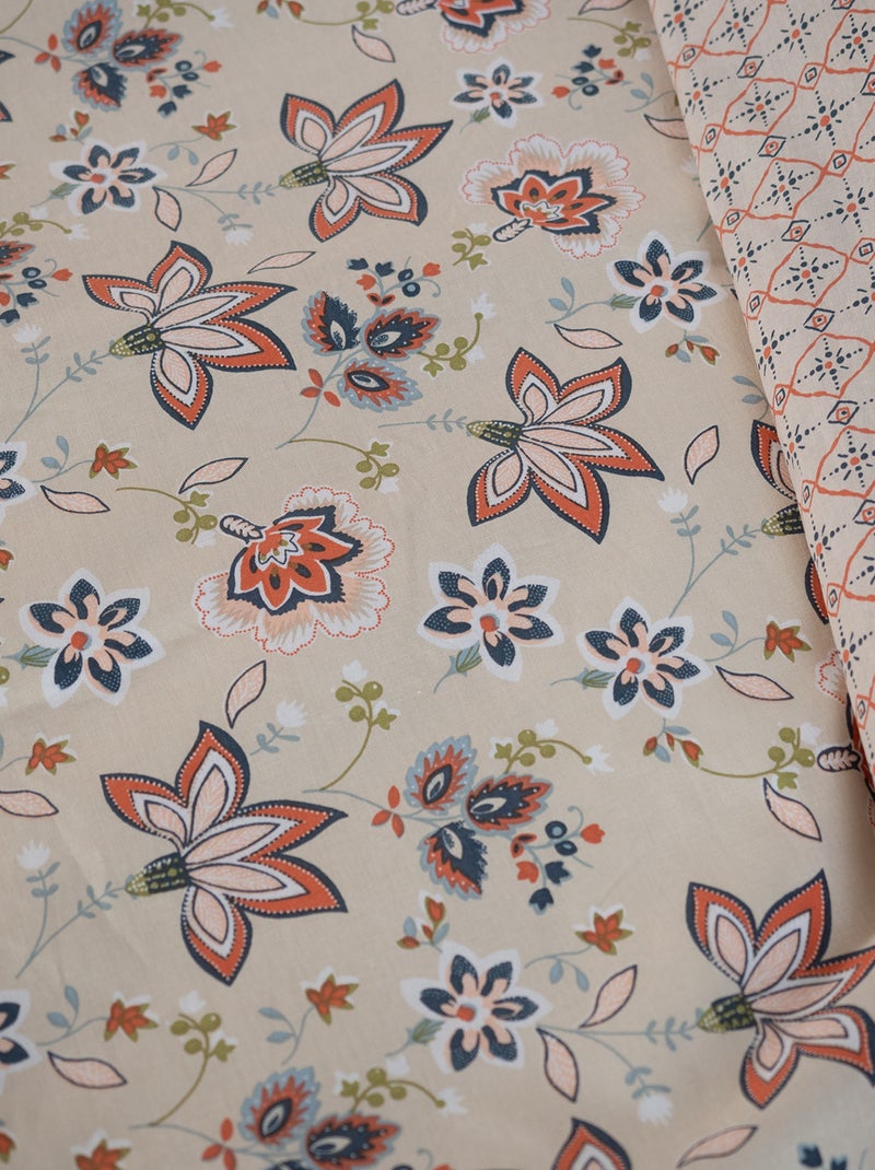 Juego de cama de flores - Doble BEIGE - Kiabi