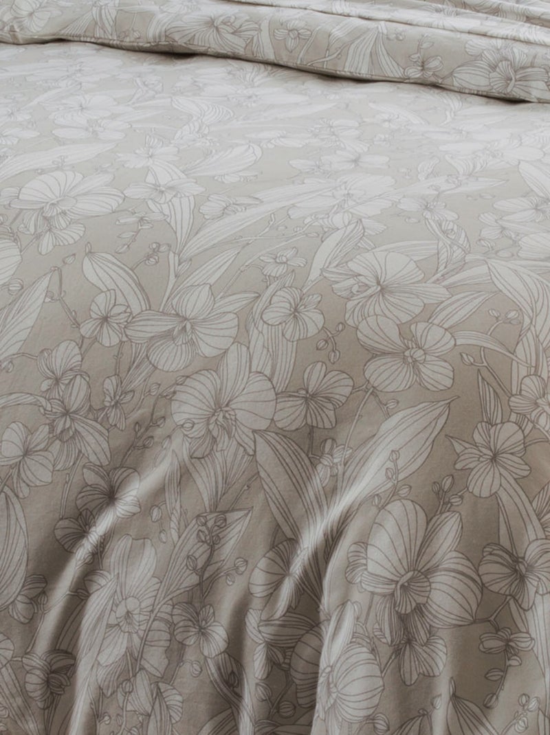 Juego de cama de franela con estampado floral Beige gris - Kiabi
