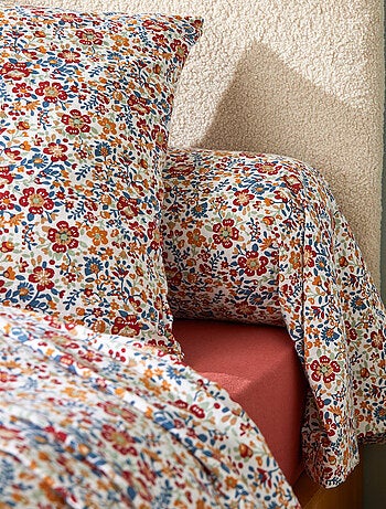 Juego de cama de franela de algodón floral 2 piezas funda de cama + funda de almohada