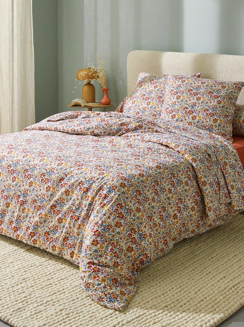Juego de cama de franela de algodón floral con fundas de almohada - Kiabi Juego de cama de franela de algodón floral con fundas de almohada - Kiabi
