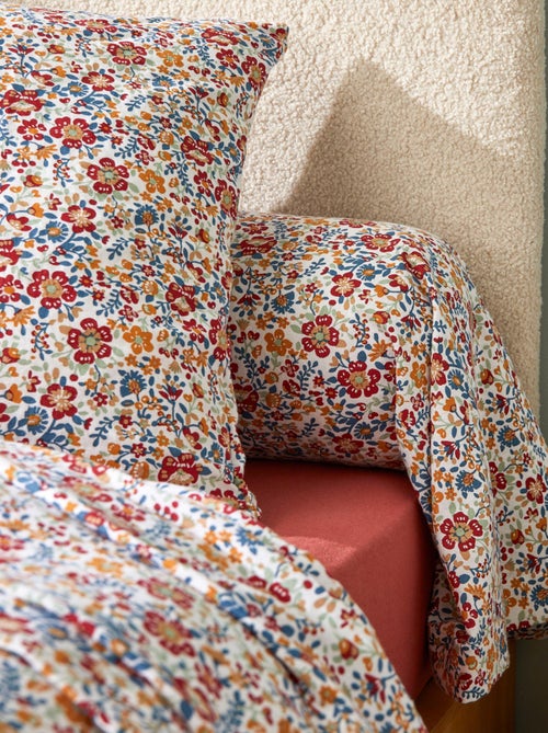 Juego de cama de franela de algodón floral con fundas de almohada - Kiabi Juego de cama de franela de algodón floral con fundas de almohada - Kiabi