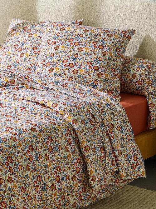 Juego de cama de franela de algodón floral con fundas de almohada - Kiabi Juego de cama de franela de algodón floral con fundas de almohada - Kiabi
