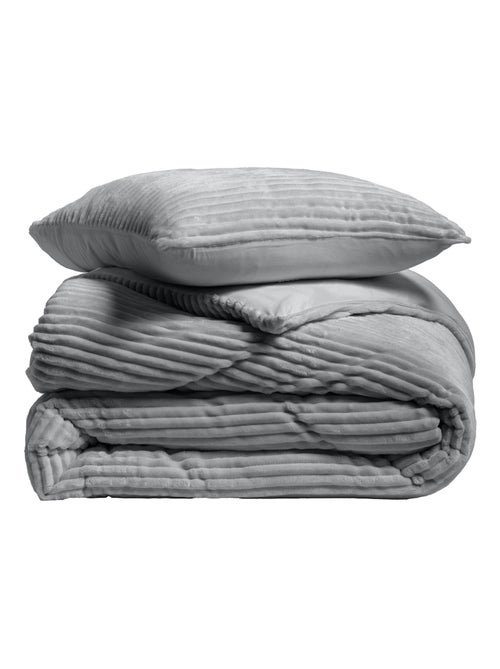 Juego de cama de franela lisa con relieve y cierre de cremallera - Kiabi Juego de cama de franela lisa con relieve y cierre de cremallera - Kiabi