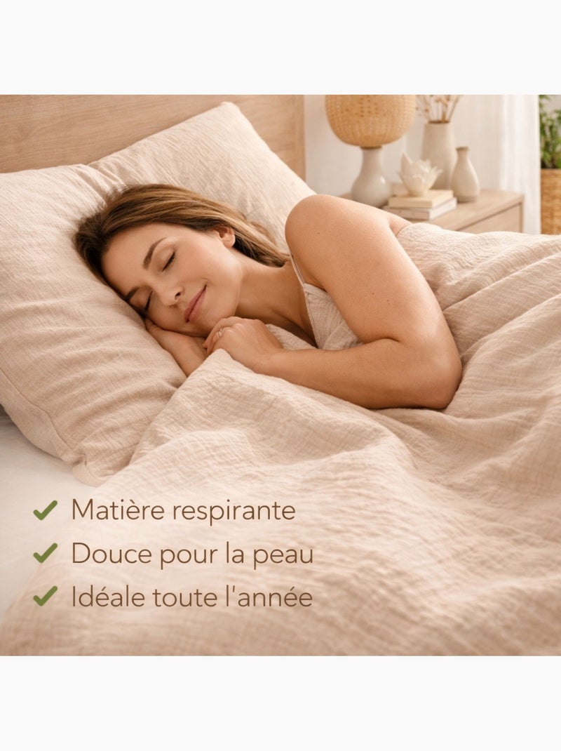 Juego de cama de Gasa de Algodón Alia PROMO LINGE Beige arena - Kiabi