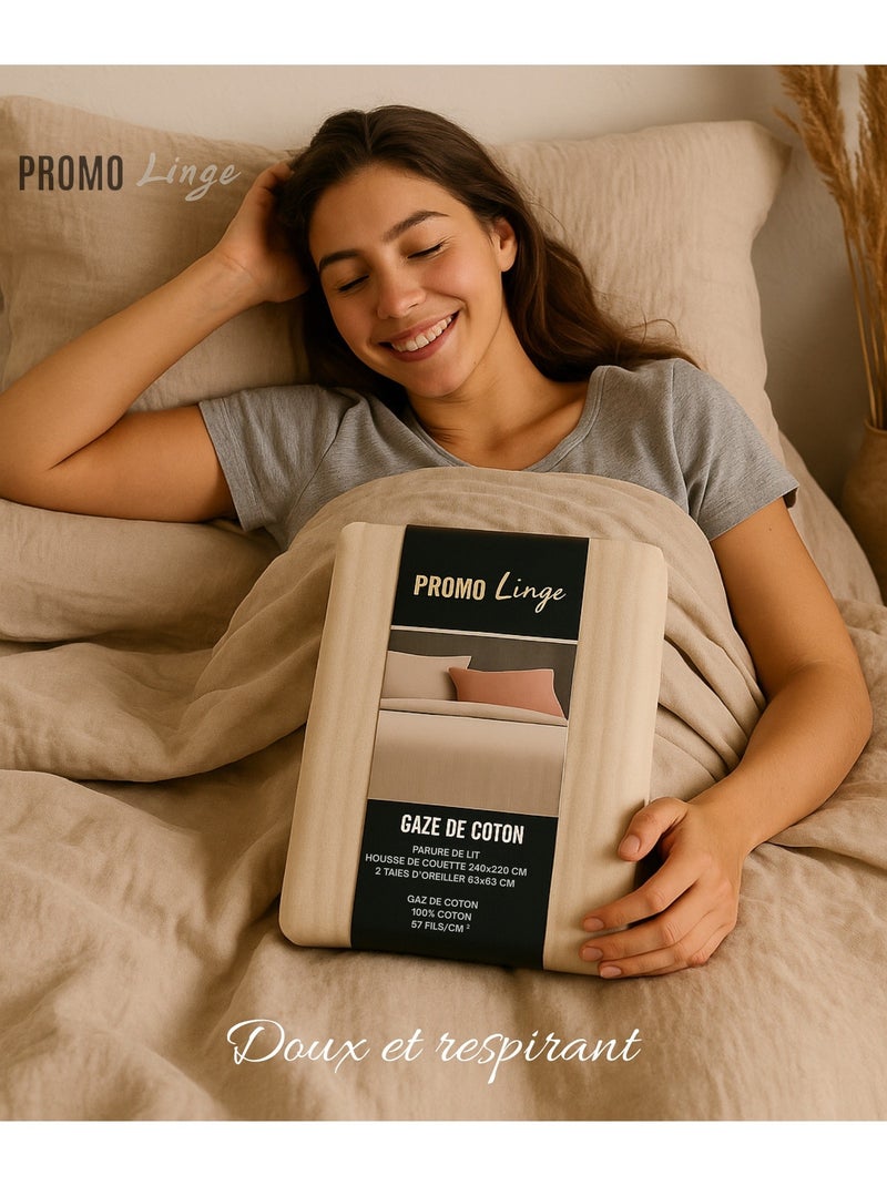 Juego de cama de Gasa de Algodón Alia PROMO LINGE Beige arena - Kiabi