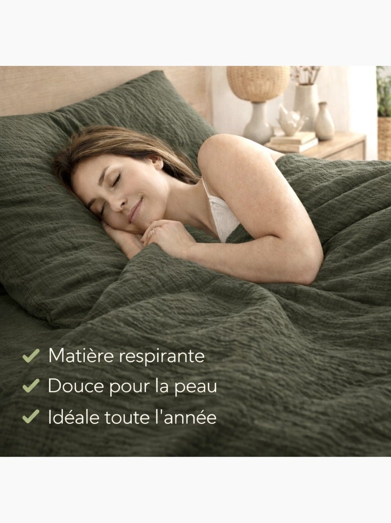 Juego de cama de Gasa de Algodón Alia PROMO LINGE Caqui - Kiabi