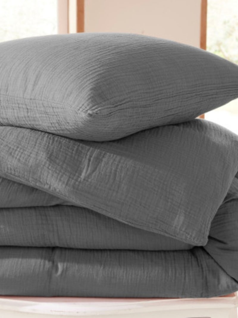 Juego de cama de Gasa de Algodón Alia PROMO LINGE Gris antracita - Kiabi