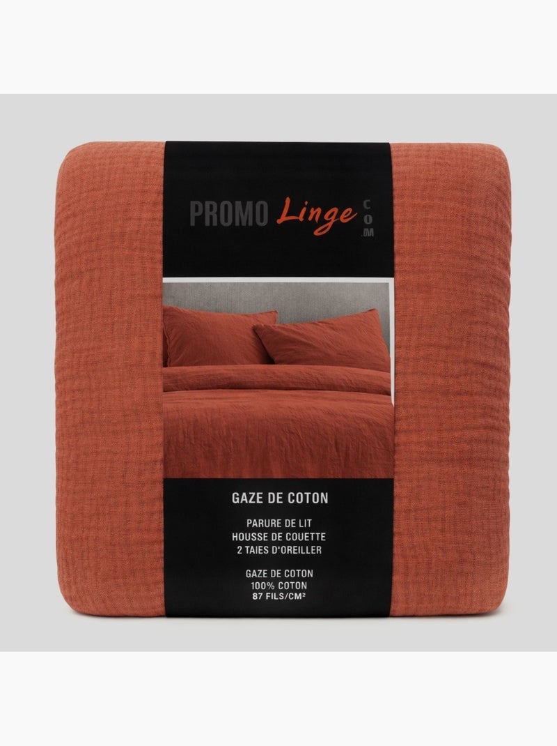 Juego de cama de Gasa de Algodón Alia PROMO LINGE Terracota - Kiabi
