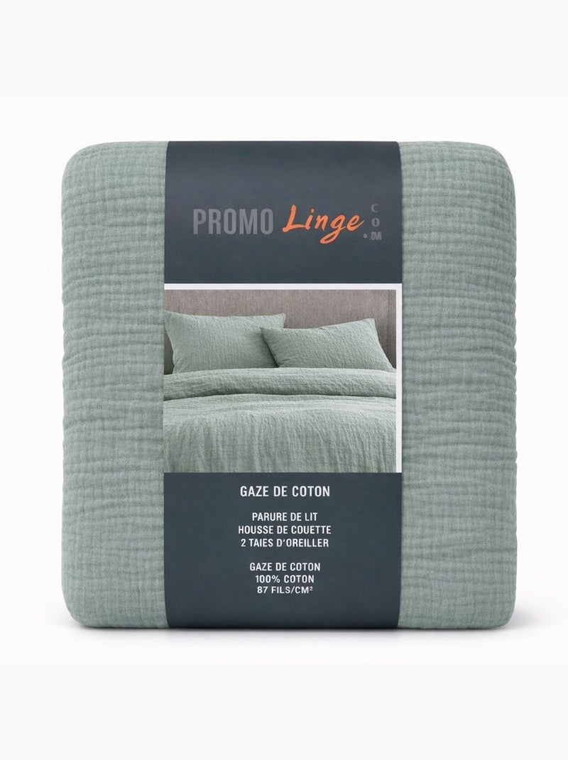 Juego de cama de Gasa de Algodón Alia PROMO LINGE Verde salvia - Kiabi