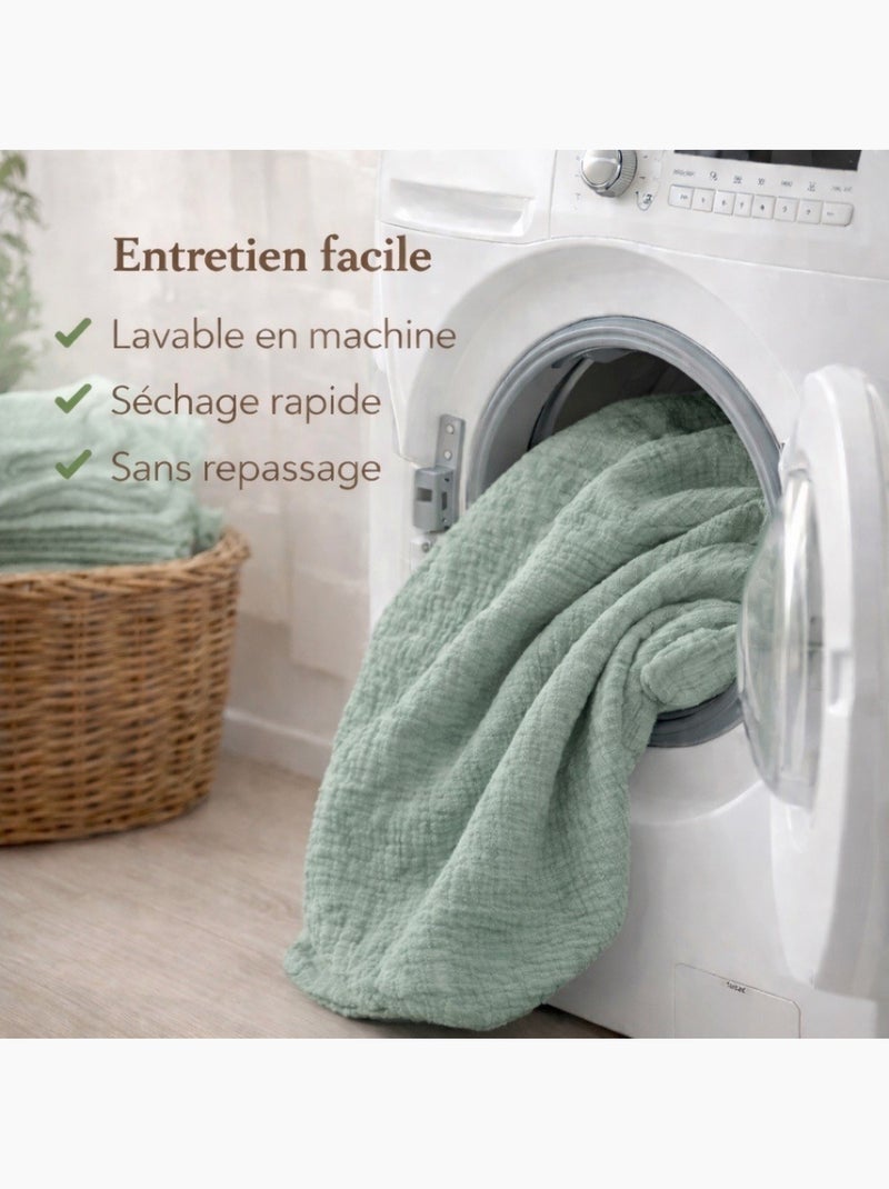 Juego de cama de Gasa de Algodón Alia PROMO LINGE Verde salvia - Kiabi