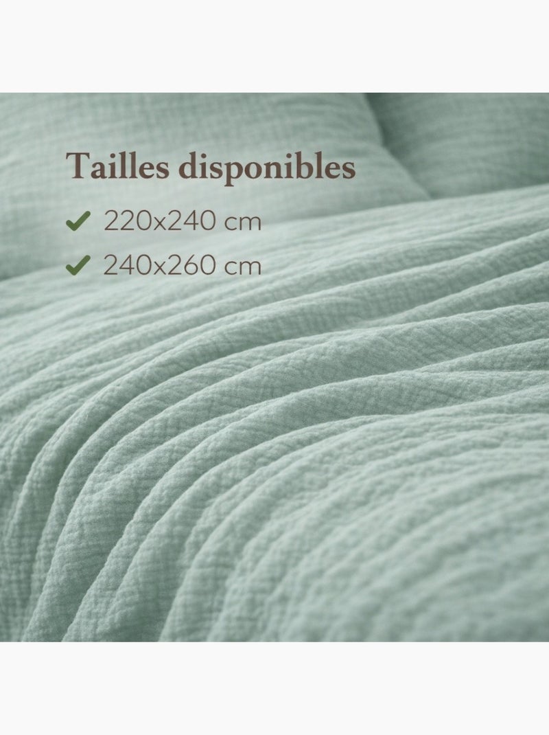 Juego de cama de Gasa de Algodón Alia PROMO LINGE Verde salvia - Kiabi