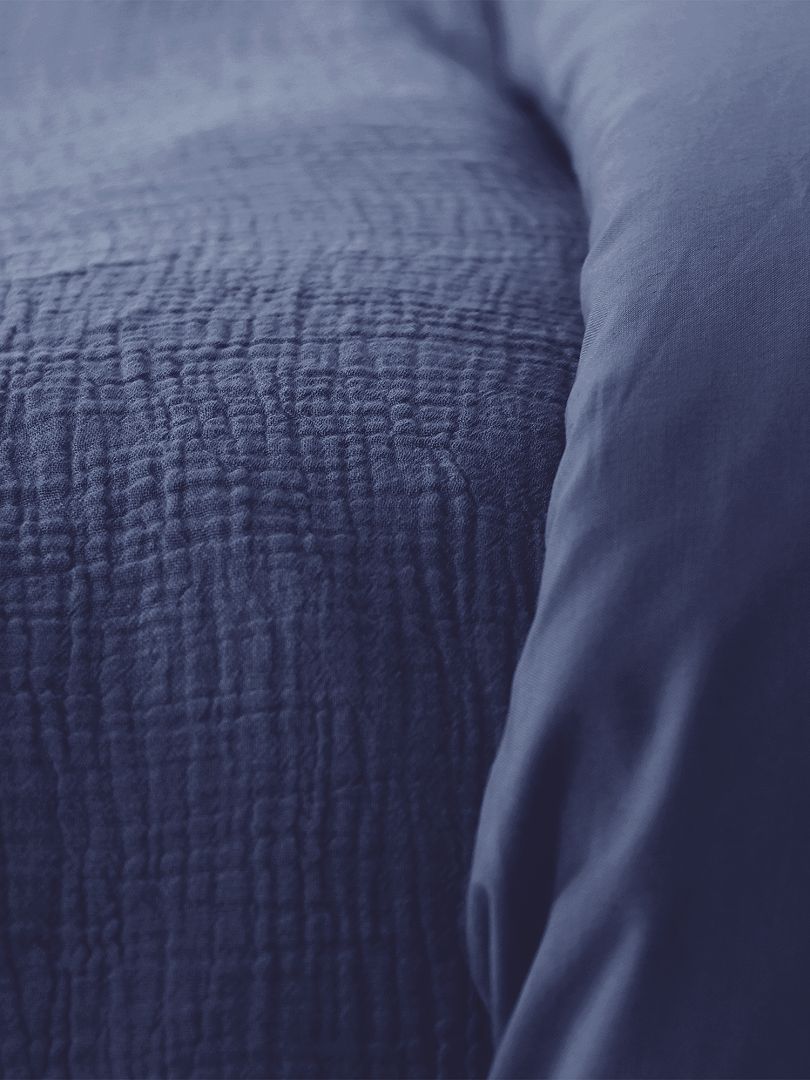 Juego de cama de gasa de algodón azul marino - Kiabi