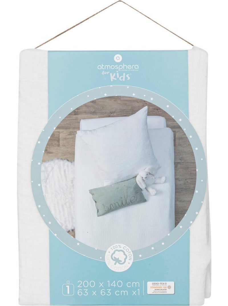 Juego de cama de gasa de algodón blanco 140x200cm Blanco - Kiabi
