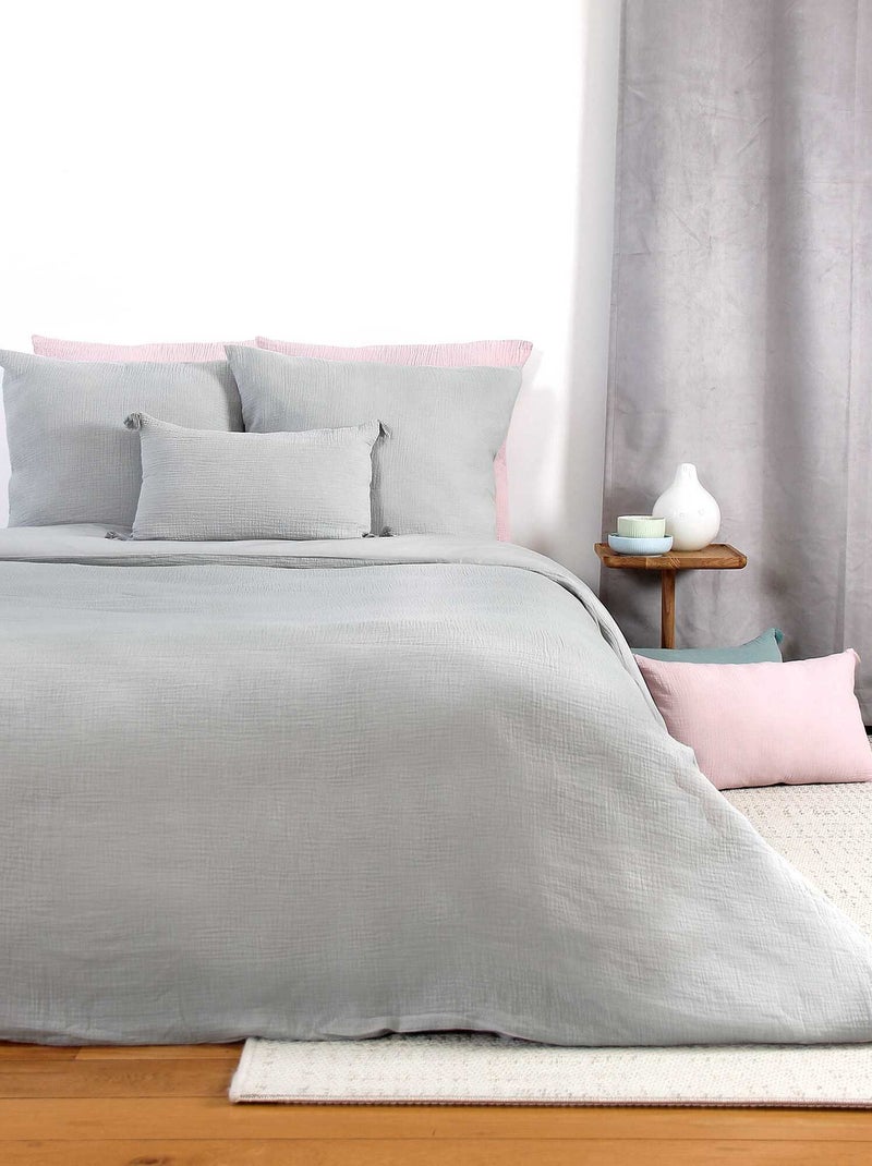 Juego de cama de gasa de algodón gris - Kiabi