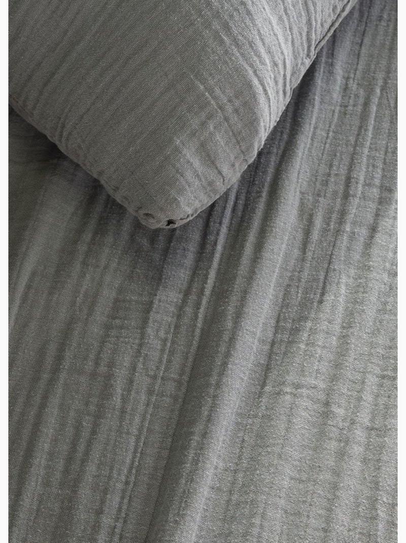Juego de cama de gasa de algodón lisa, 240 x 220 cm - AFIBEL Gris - Kiabi