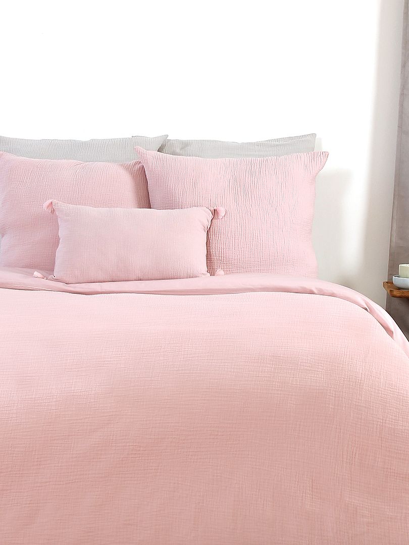 Juego de cama de gasa de algodón rosa - Kiabi