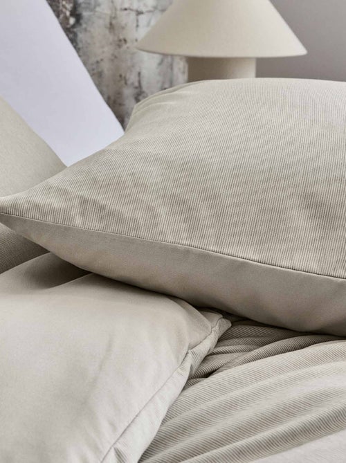 Juego de cama de microfibra franela con diseño de finas rayas - Kiabi