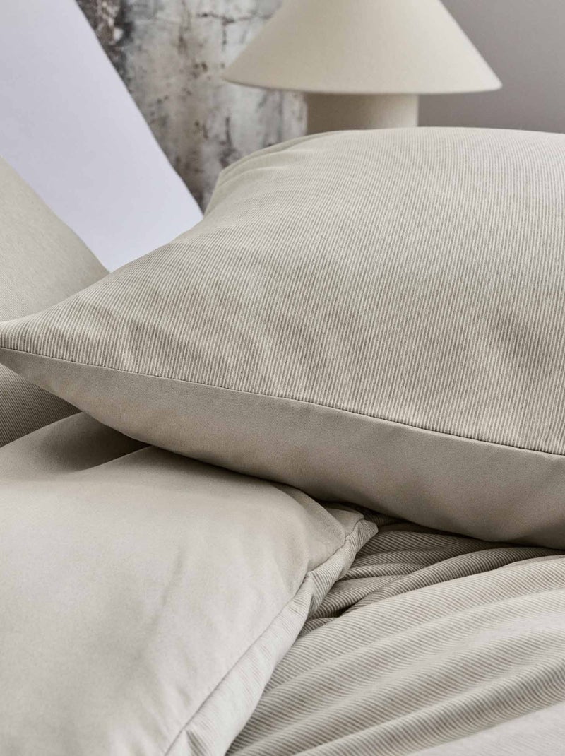 Juego de cama de microfibra franela con diseño de finas rayas Beige gris - Kiabi