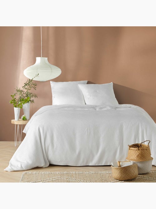 Juego de cama de microfibra gofrada con diseño de panal - Kiabi Juego de cama de microfibra gofrada con diseño de panal - Kiabi