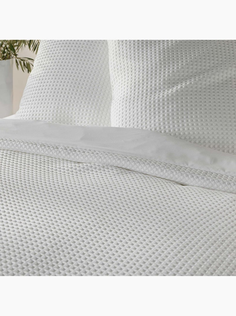 Juego de cama de microfibra gofrada con diseño de panal Blanco - Kiabi