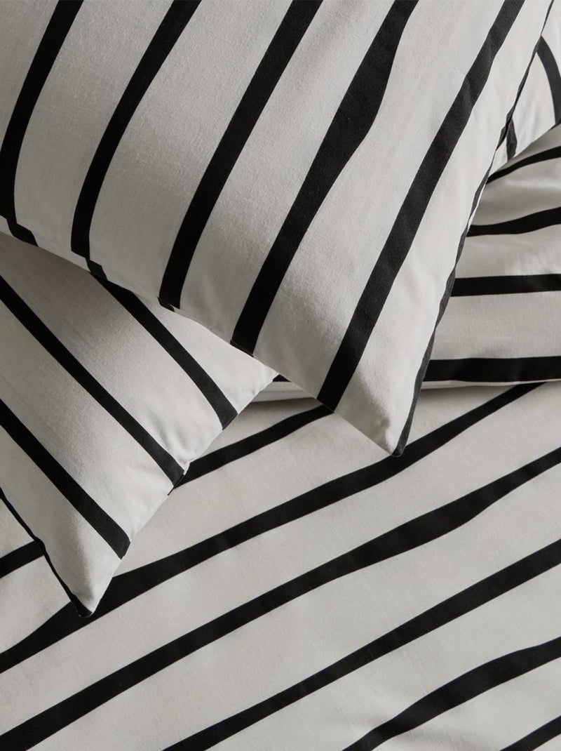 Juego de cama de polialgodón con rayas dobles Blanco - Kiabi