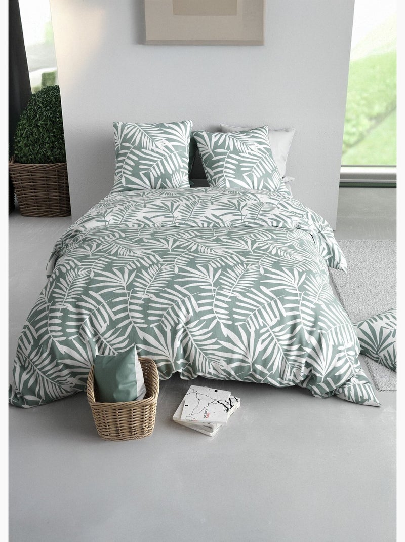 Juego de cama de polialgodón para 2 personas con estampado de hojas - AFIBEL Verde salvia - Kiabi