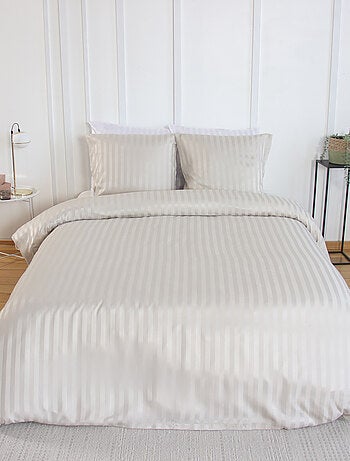 Juego de cama de satén de 3 piezas con funda de rayas finas + fundas de almohada