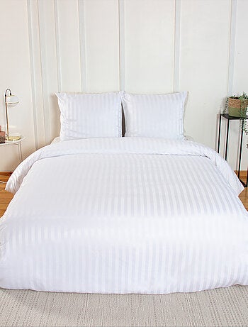 Juego de cama de satén de 3 piezas con funda de rayas finas + fundas de almohada