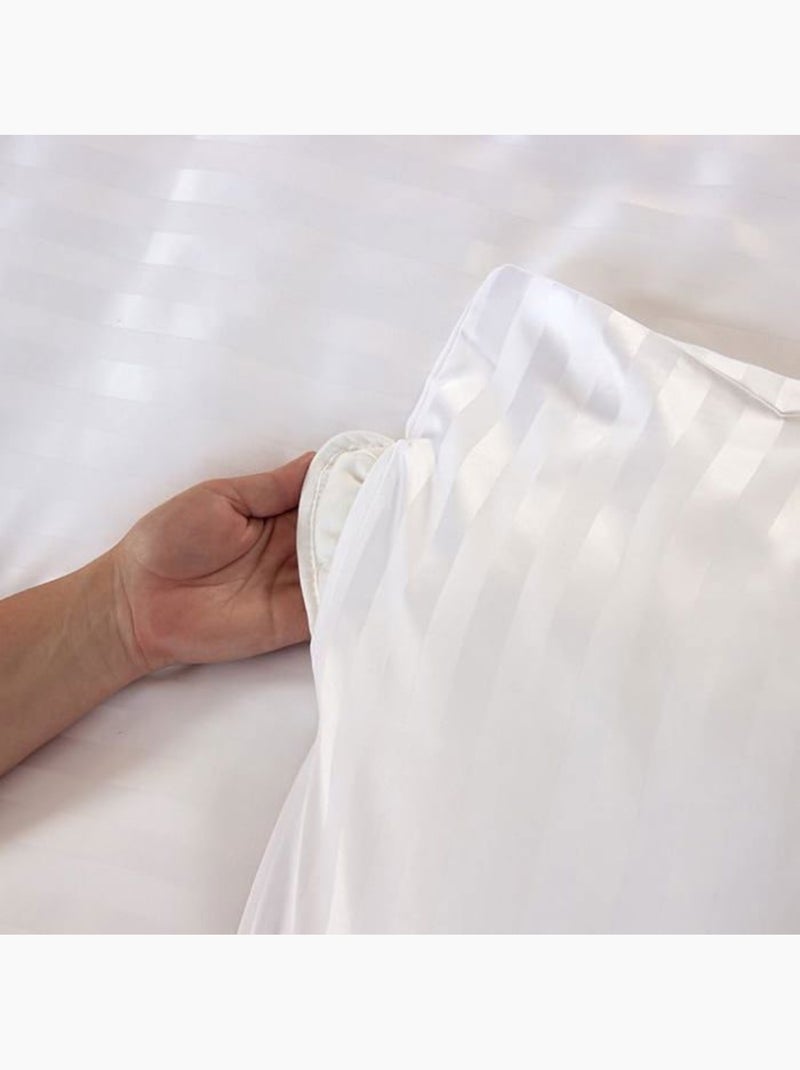 Juego de cama de satén de 3 piezas con funda de rayas finas + fundas de almohada Blanco - Kiabi