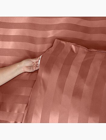 Juego de cama de satén de 3 piezas con funda de rayas finas + fundas de almohada