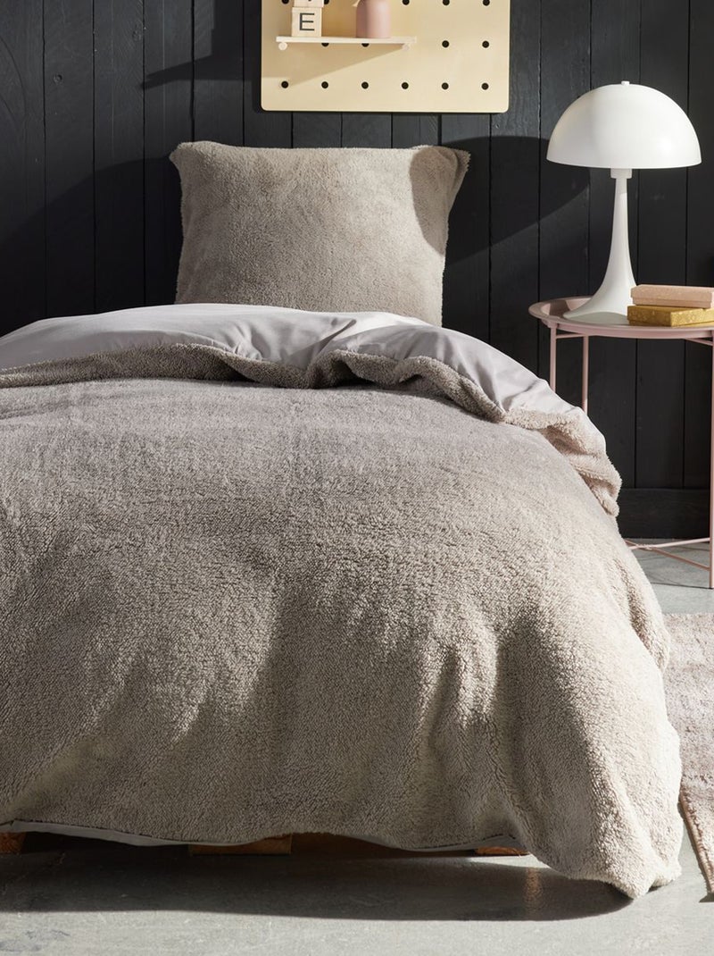Juego de cama de tejido polar - Doble beige - Kiabi