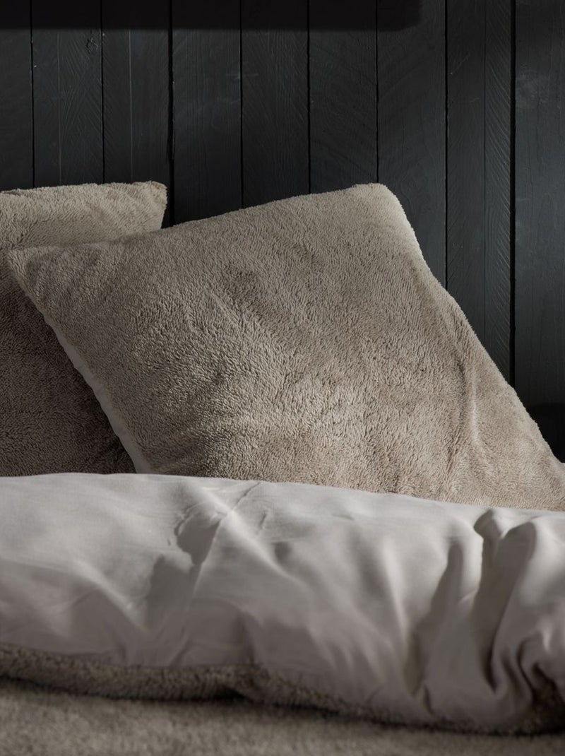 Juego de cama de tejido polar - Doble beige - Kiabi