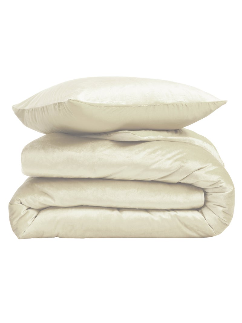 Juego de cama de terciopelo liso Beige gris - Kiabi