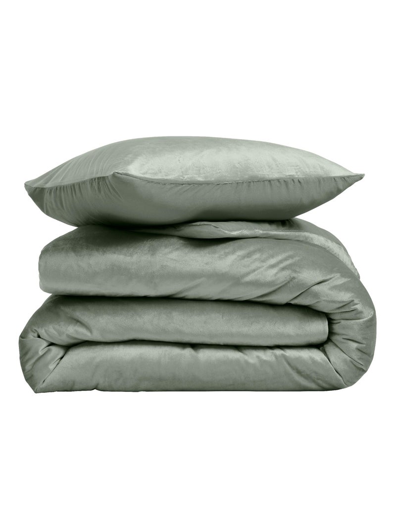 Juego de cama de terciopelo liso Caqui - Kiabi